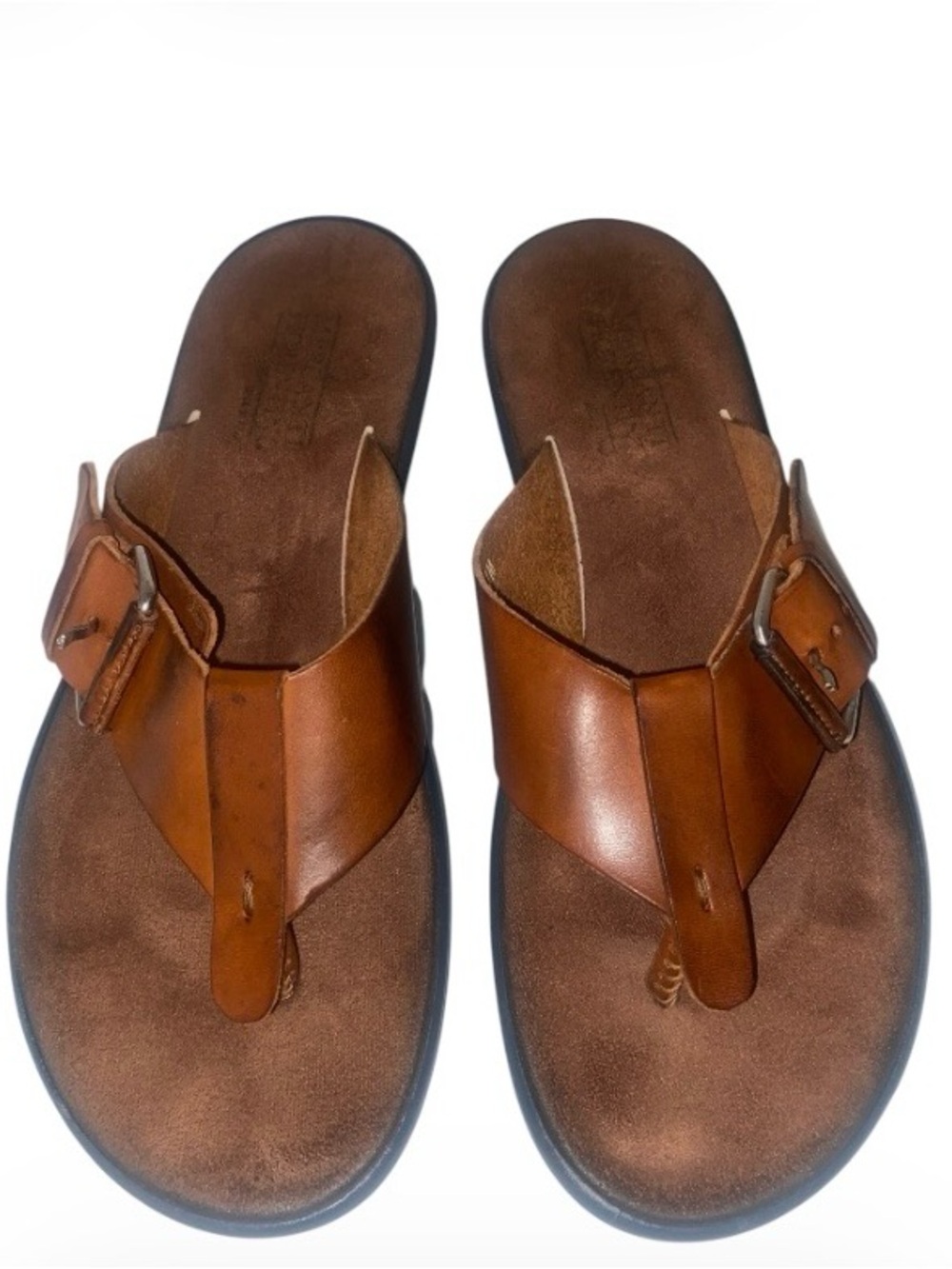 Mercanti Fiorentini Men's Tan Leather Buckle Thong Sandals. Size 11M (Pre owned)
